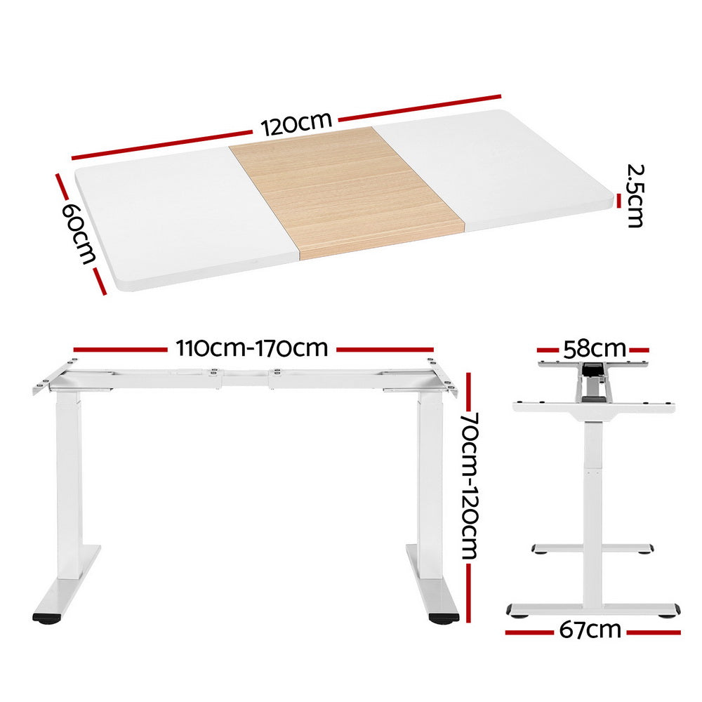 Artiss Standing Desk Motorised Dual Motor 120CM-Furniture &gt; Office-PEROZ Accessories