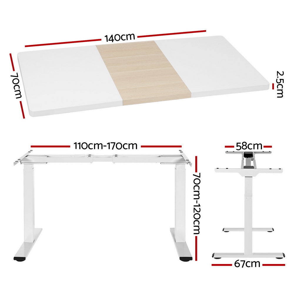 Artiss Standing Desk Motorised Dual Motor 140CM-Furniture &gt; Office-PEROZ Accessories