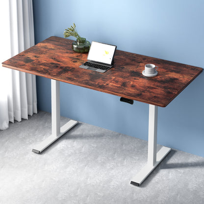 Artiss Standing Desk Motorised Dual Motor 140CM Rustic Brwon-Office Desks-PEROZ Accessories