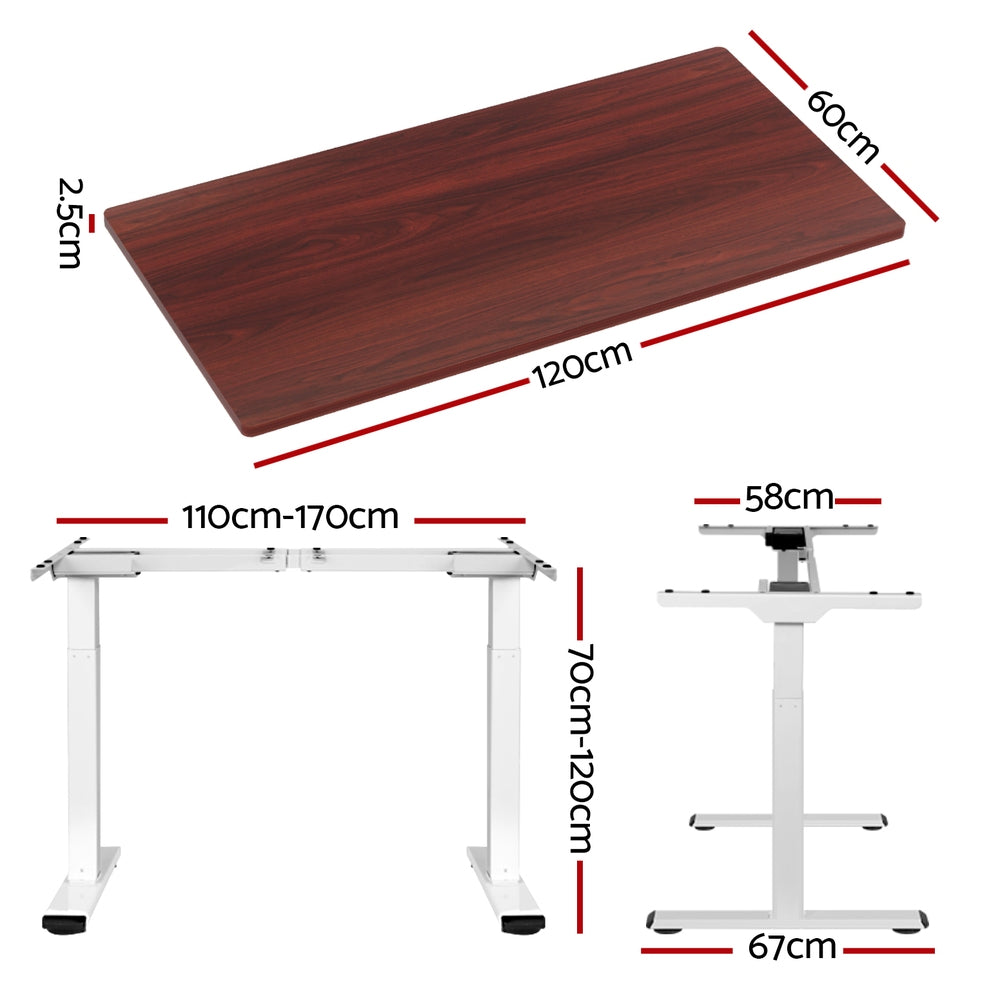 Artiss Standing Desk Motorised Dual Motor 120CM Walnut-Office Desks-PEROZ Accessories