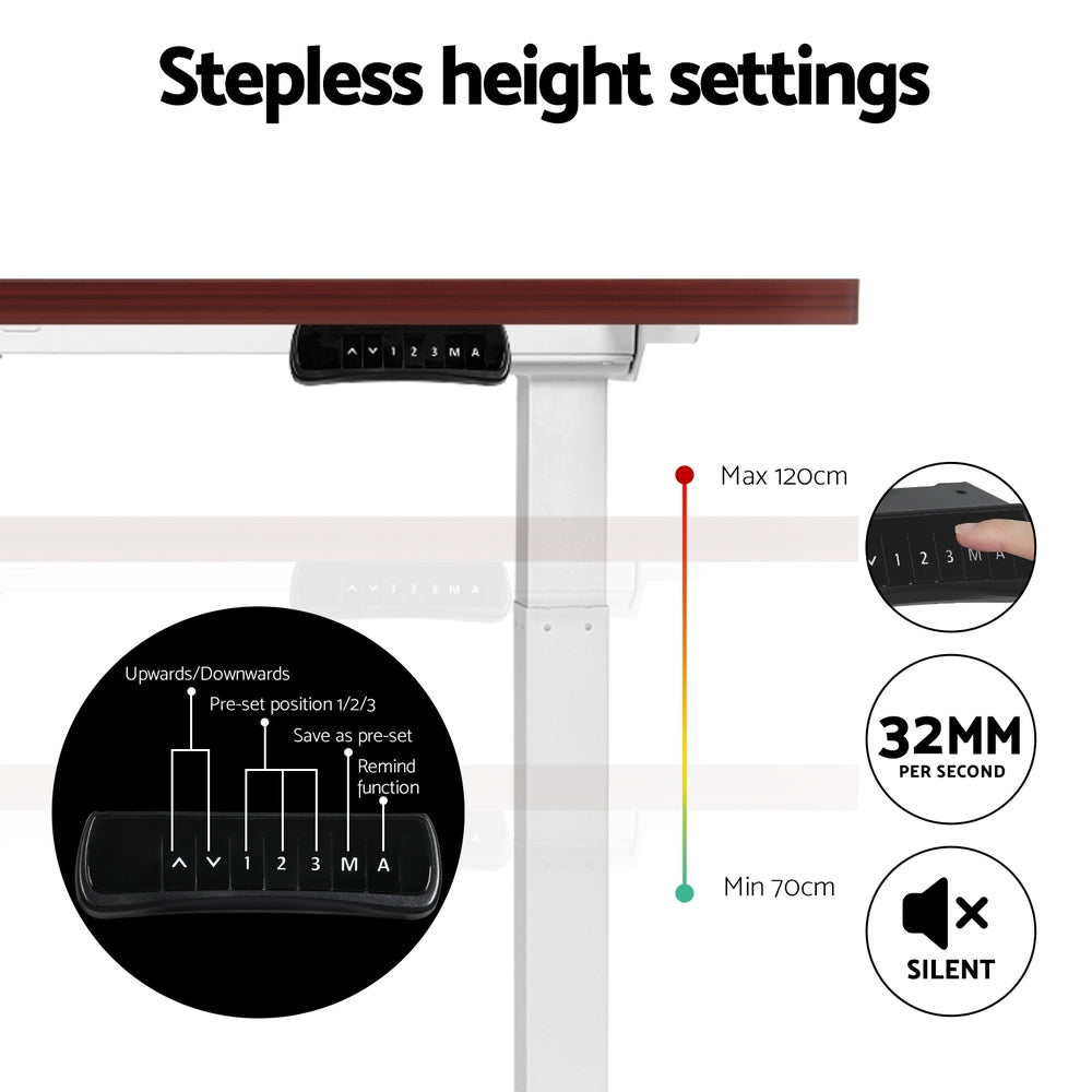 Artiss Standing Desk Motorised Dual Motor 120CM Walnut-Office Desks-PEROZ Accessories