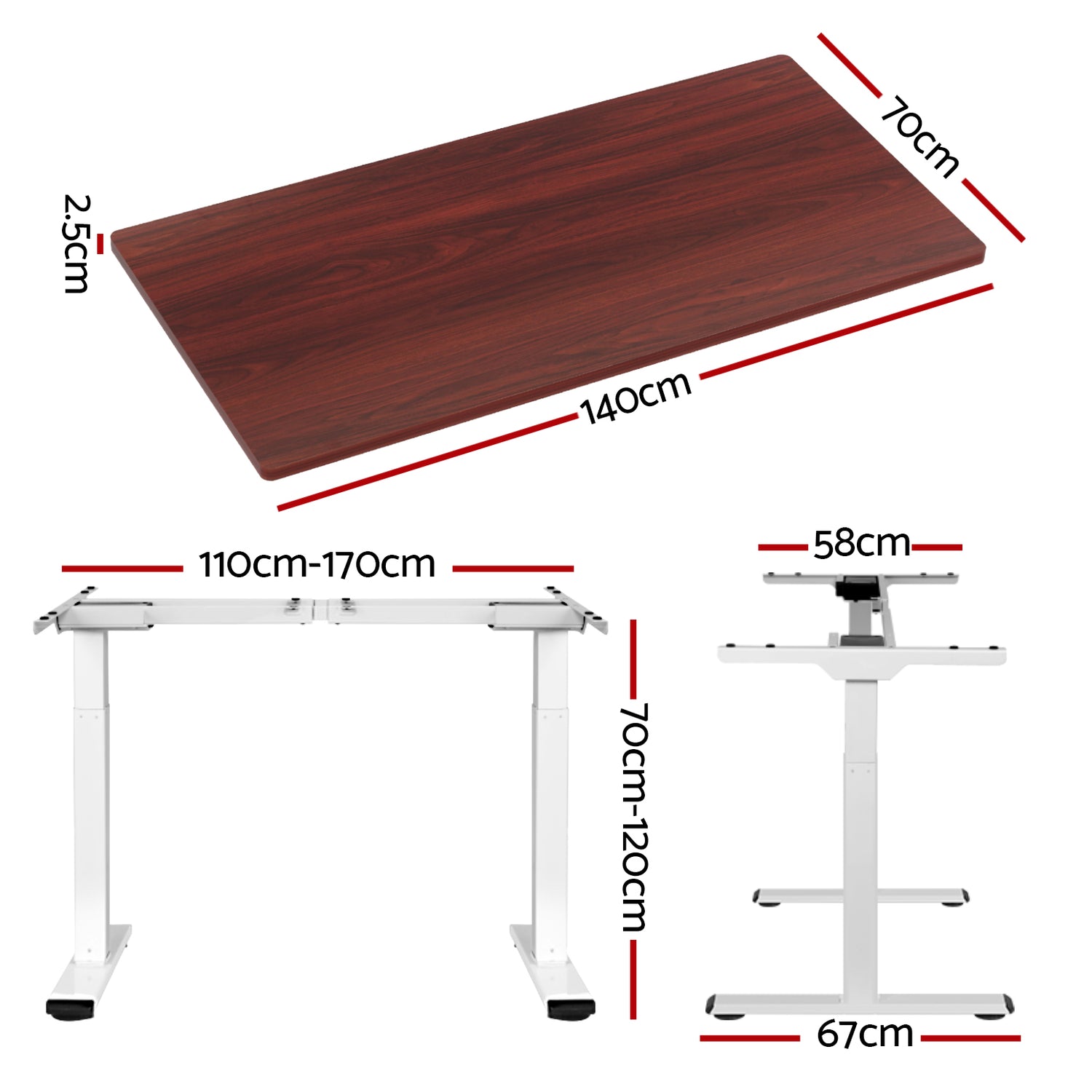 Artiss Standing Desk Motorised Dual Motor 140CM Walnut-Office Desks-PEROZ Accessories