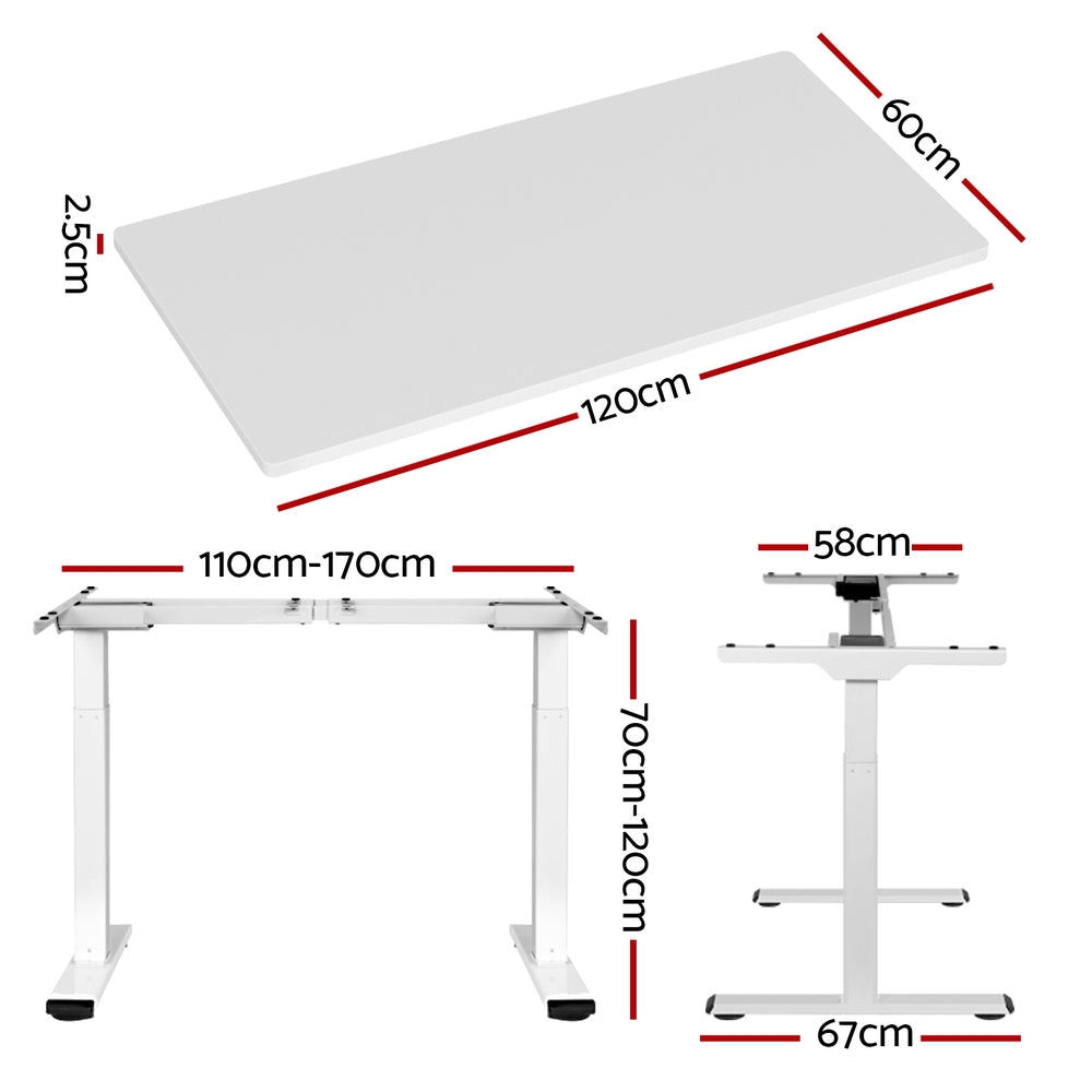 Artiss Standing Desk Motorised Dual Motor 120CM White-Office Desks-PEROZ Accessories