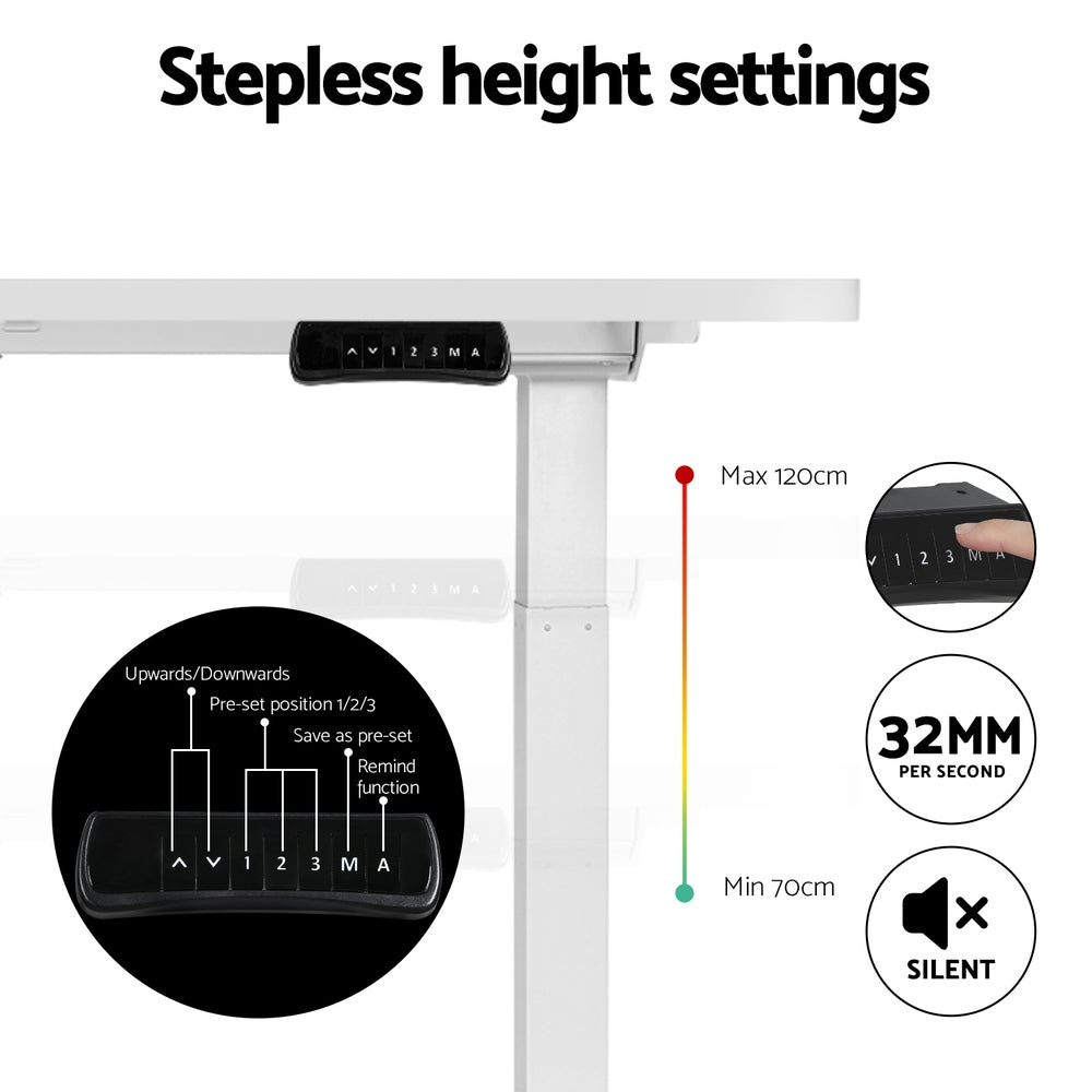 Artiss Standing Desk Motorised Dual Motor 120CM White-Office Desks-PEROZ Accessories