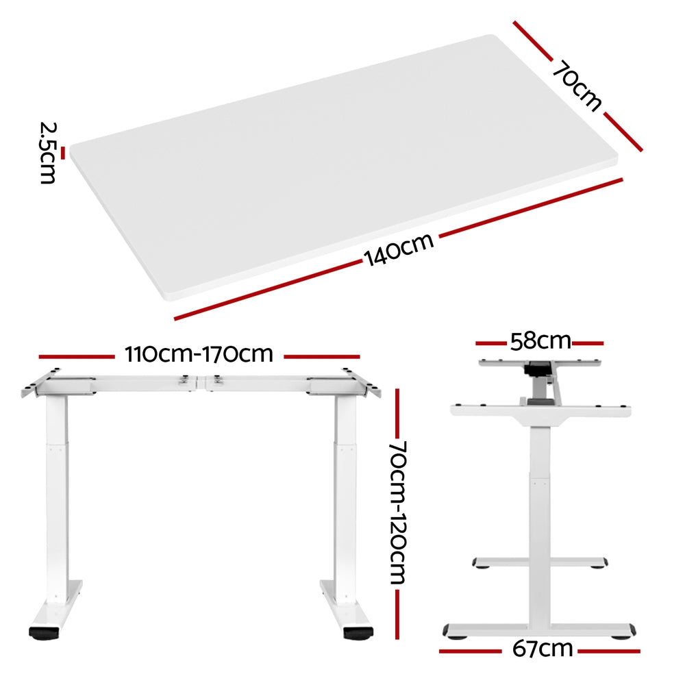 Artiss Standing Desk Motorised Dual Motor 140CM White-Office Desks-PEROZ Accessories