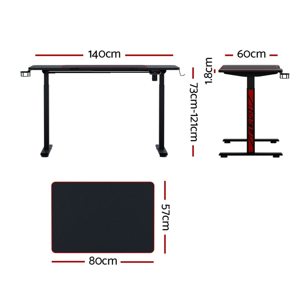 Artiss Gaming Desks Standing Desk Motorised 140CM Black-Office Desks-PEROZ Accessories