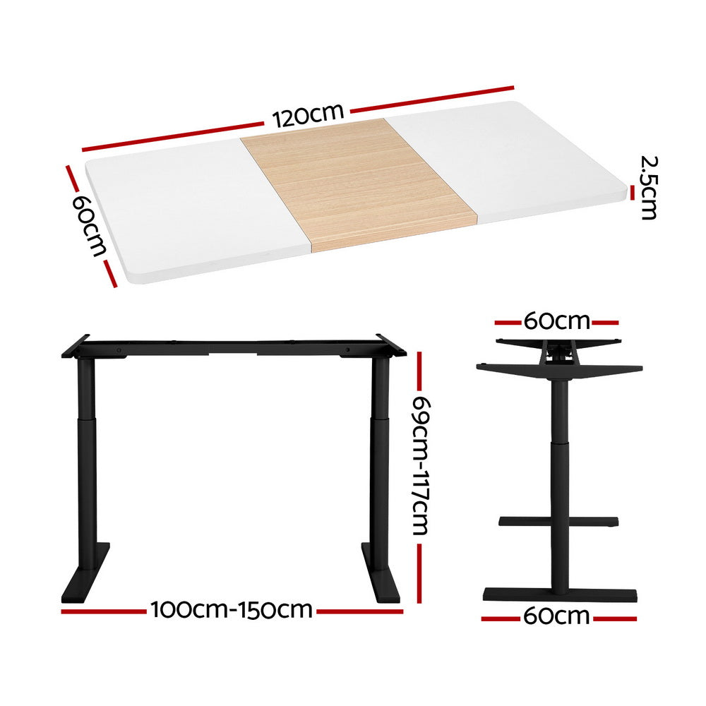 Artiss Standing Desk Motorised Electric Dual Motor 120CM-Furniture &gt; Office-PEROZ Accessories