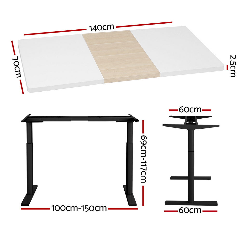 Artiss Standing Desk Motorised Electric Dual Motor 140CM-Furniture &gt; Office-PEROZ Accessories