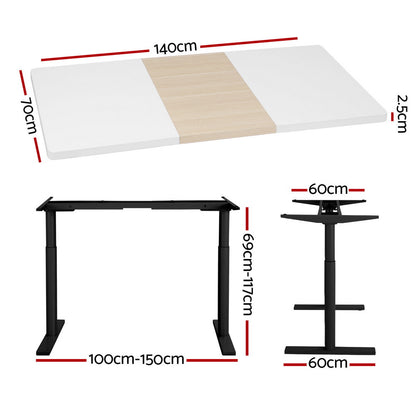 Artiss Standing Desk Motorised Electric Dual Motor 140CM-Furniture &gt; Office-PEROZ Accessories