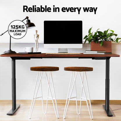 Artiss Standing Desk Motorised Electric Dual Motor Rustic Brown 140CM-Office Desks-PEROZ Accessories