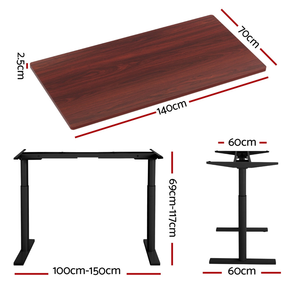 Artiss Standing Desk Motorised Electric Dual Motor Walnut 140CM-Office Desks-PEROZ Accessories