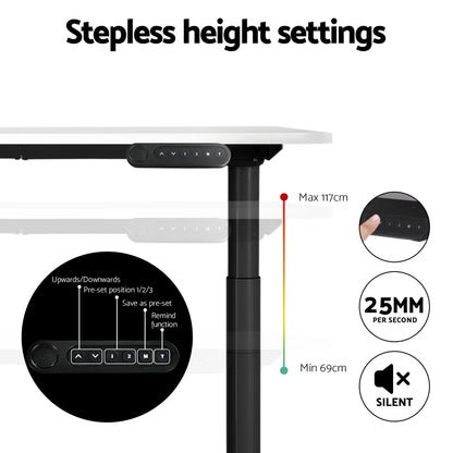 Artiss Standing Desk Motorised Electric Dual Motor White 140CM-Office Desks-PEROZ Accessories