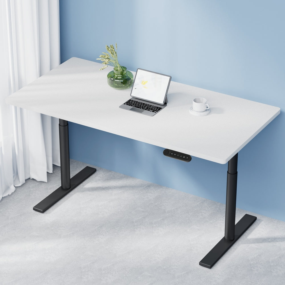 Artiss Standing Desk Motorised Electric Dual Motor White 140CM-Office Desks-PEROZ Accessories