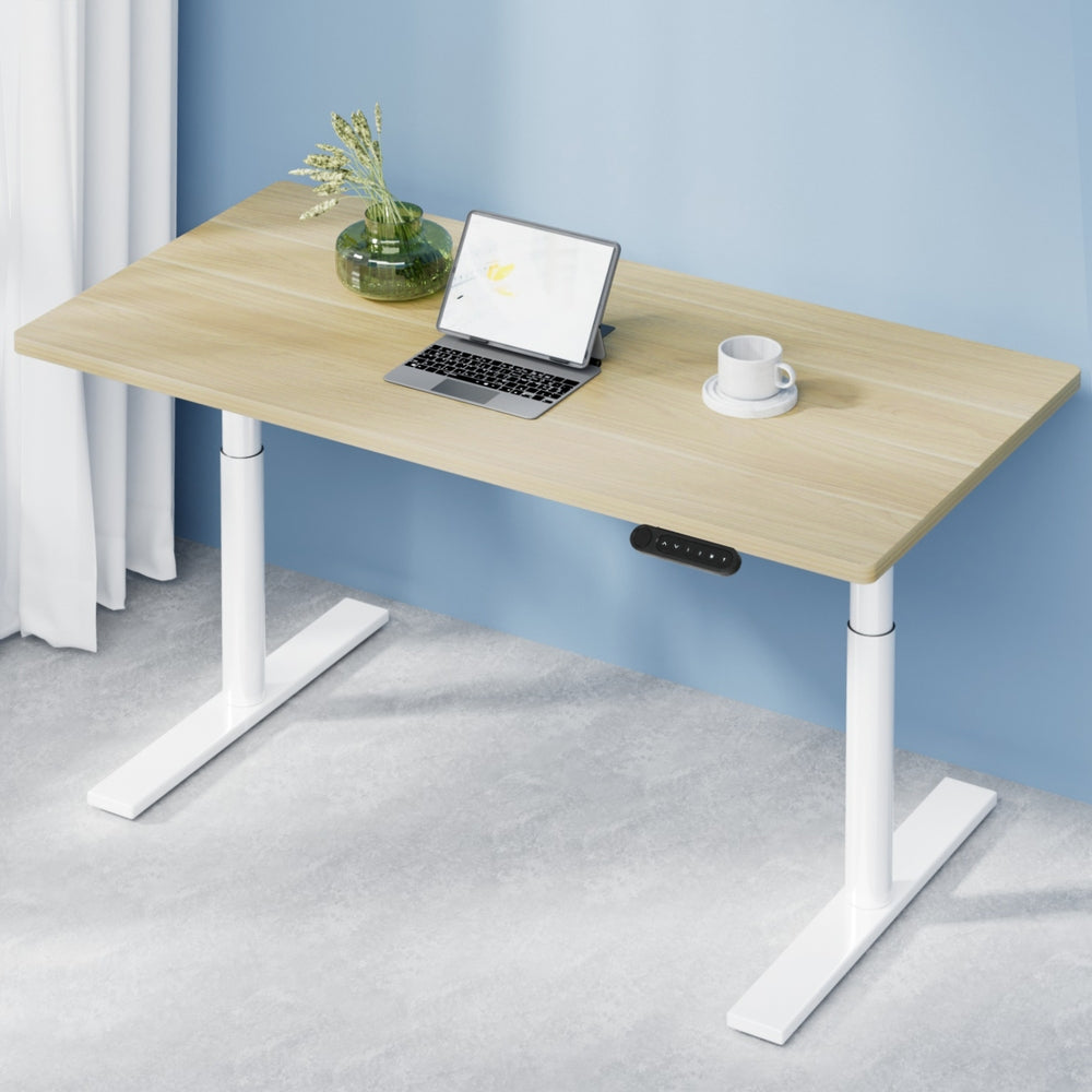 Artiss Standing Desk Motorised Electric Dual Motor 120CM White Oak-Office Desks-PEROZ Accessories