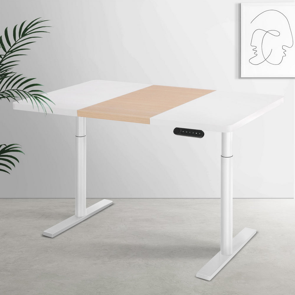 Artiss Standing Desk Motorised Electric Dual Motor Splice White Pine 120CM-Furniture &gt; Office-PEROZ Accessories