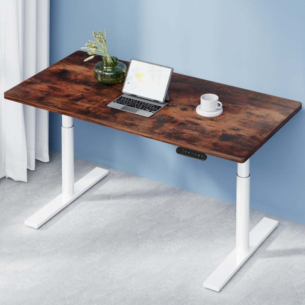 Artiss Standing Desk Motorised Electric Dual Motor 120CM Rustic Brown-Office Desks-PEROZ Accessories