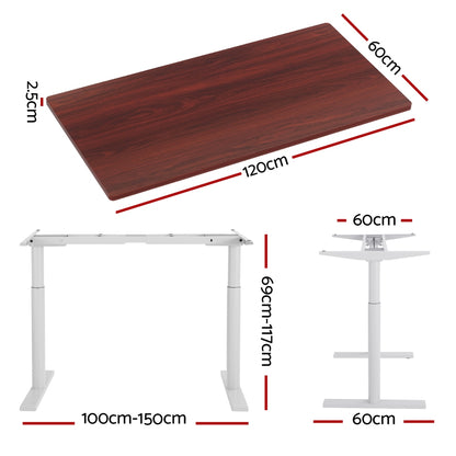 Artiss Standing Desk Motorised Electric Dual Motor 120CM Walnut-Office Desks-PEROZ Accessories