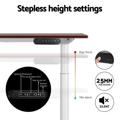 Artiss Standing Desk Motorised Electric Dual Motor 120CM Walnut-Office Desks-PEROZ Accessories