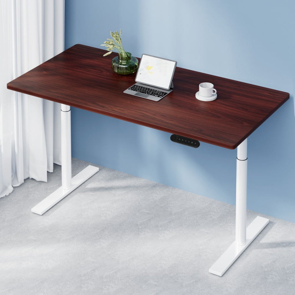 Artiss Standing Desk Motorised Electric Dual Motor 140CM Walnut-Office Desks-PEROZ Accessories