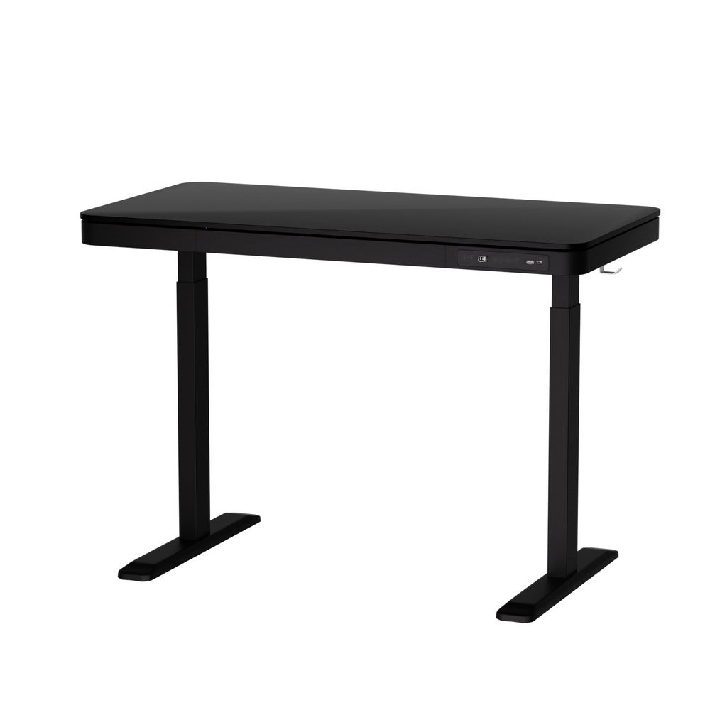 Artiss Standing Desk Motorised Electric Dual Motor Drawer 120CM Black-Furniture &gt; Office &gt; Desks-PEROZ Accessories