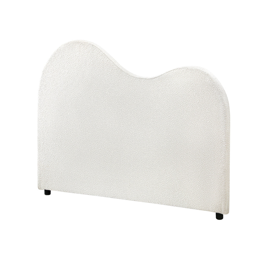 Oikiture Bed Head Double Size Headboard Boucle Fabric White-Headboards-PEROZ Accessories