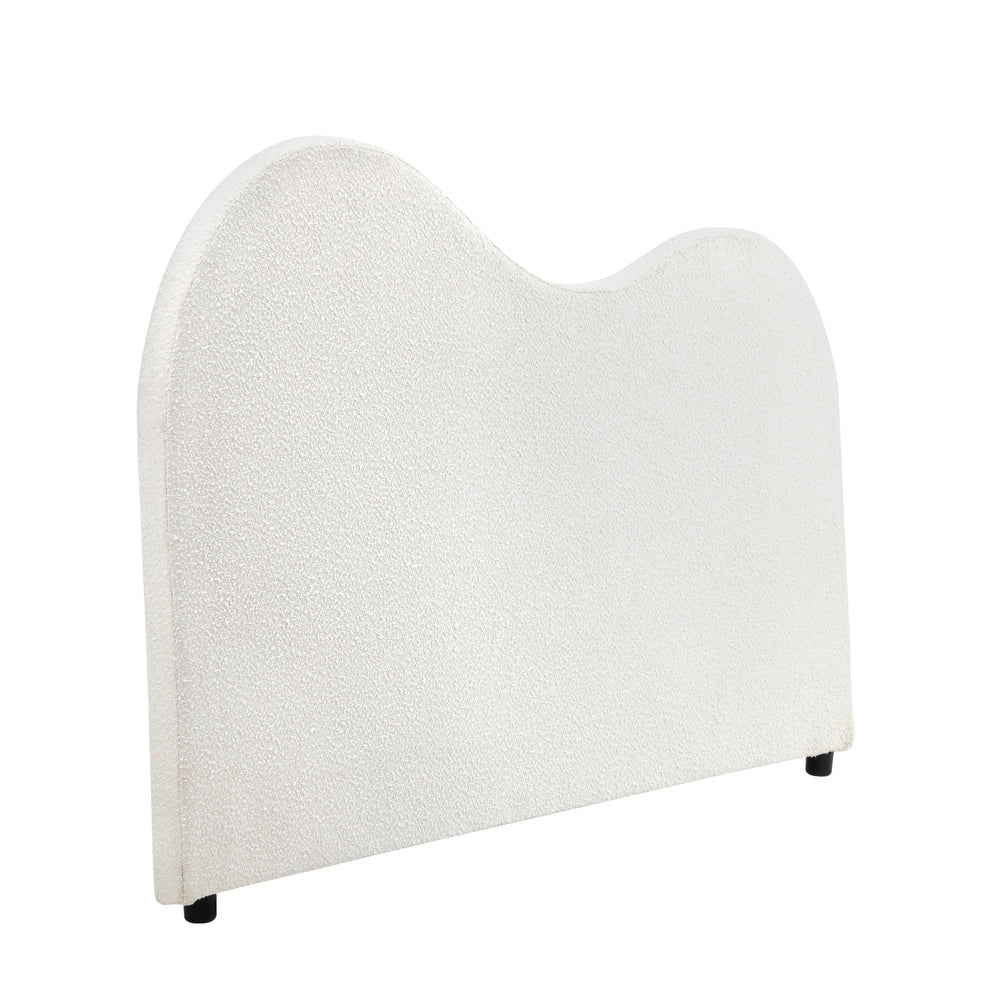 Oikiture Bed Head Double Size Headboard Boucle Fabric White-Headboards-PEROZ Accessories