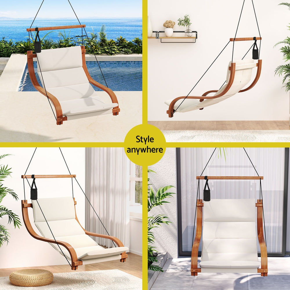 Gardeon Hammock Chair Wooden Hanging Indoor Outdoor Lounge Patio-Hammock-PEROZ Accessories