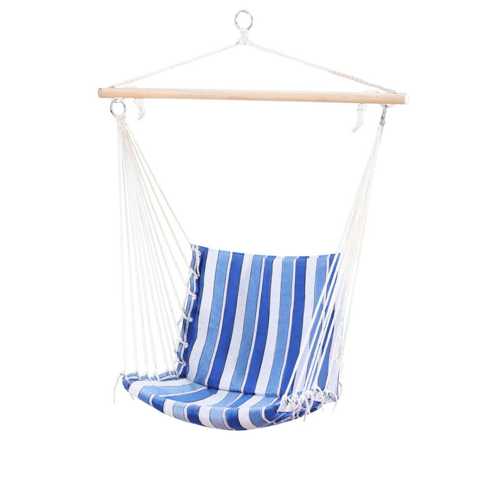 Gardeon Hammock Chair Swing Camping Blue-Home &amp; Garden &gt; Hammocks &gt; Hammocks &amp; Accessories-PEROZ Accessories