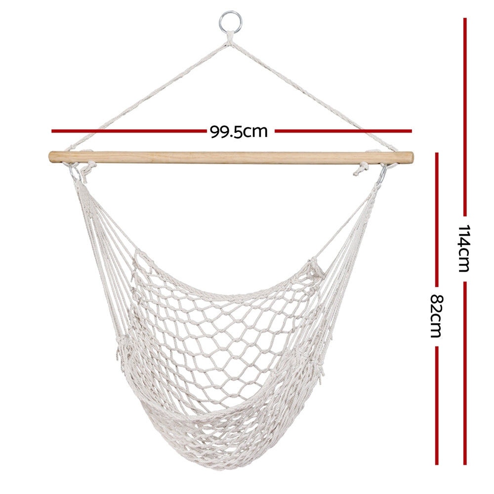 Gardeon Hammock Chair Outdoor Hanging Camping Mesh Indoor Cream-Hammock-PEROZ Accessories