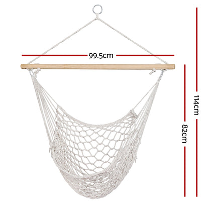 Gardeon Hammock Chair Outdoor Hanging Camping Mesh Indoor Cream-Hammock-PEROZ Accessories