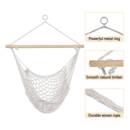 Gardeon Hammock Chair Outdoor Hanging Camping Mesh Indoor Cream-Hammock-PEROZ Accessories