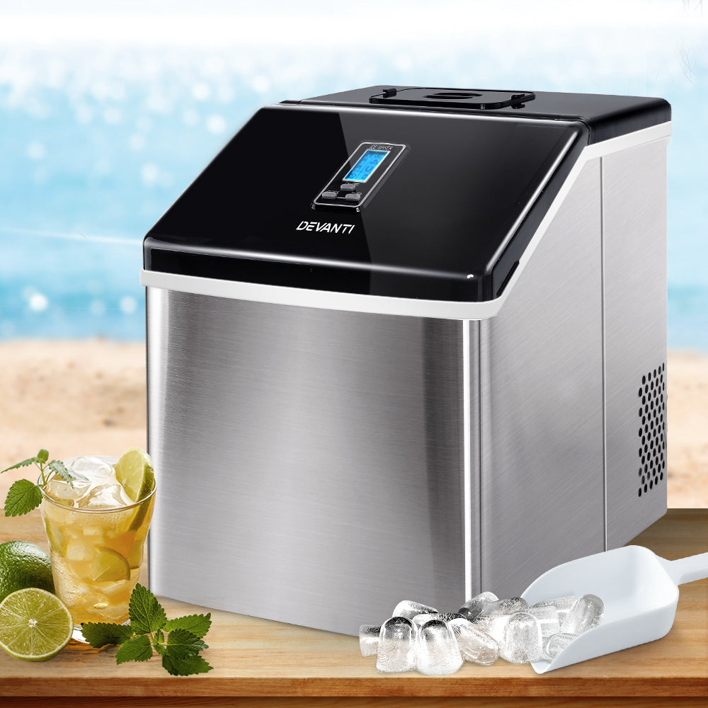 DEVANTi 3.2L Portable Ice Cube Maker Cold Commercial Machine Stainless Steel-Ice Makers-PEROZ Accessories