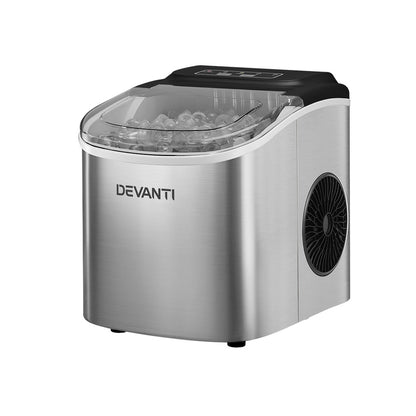 Devanti 12kg Ice Maker Machine w/Self Cleaning Silver-Appliances &gt; Kitchen Appliances-PEROZ Accessories