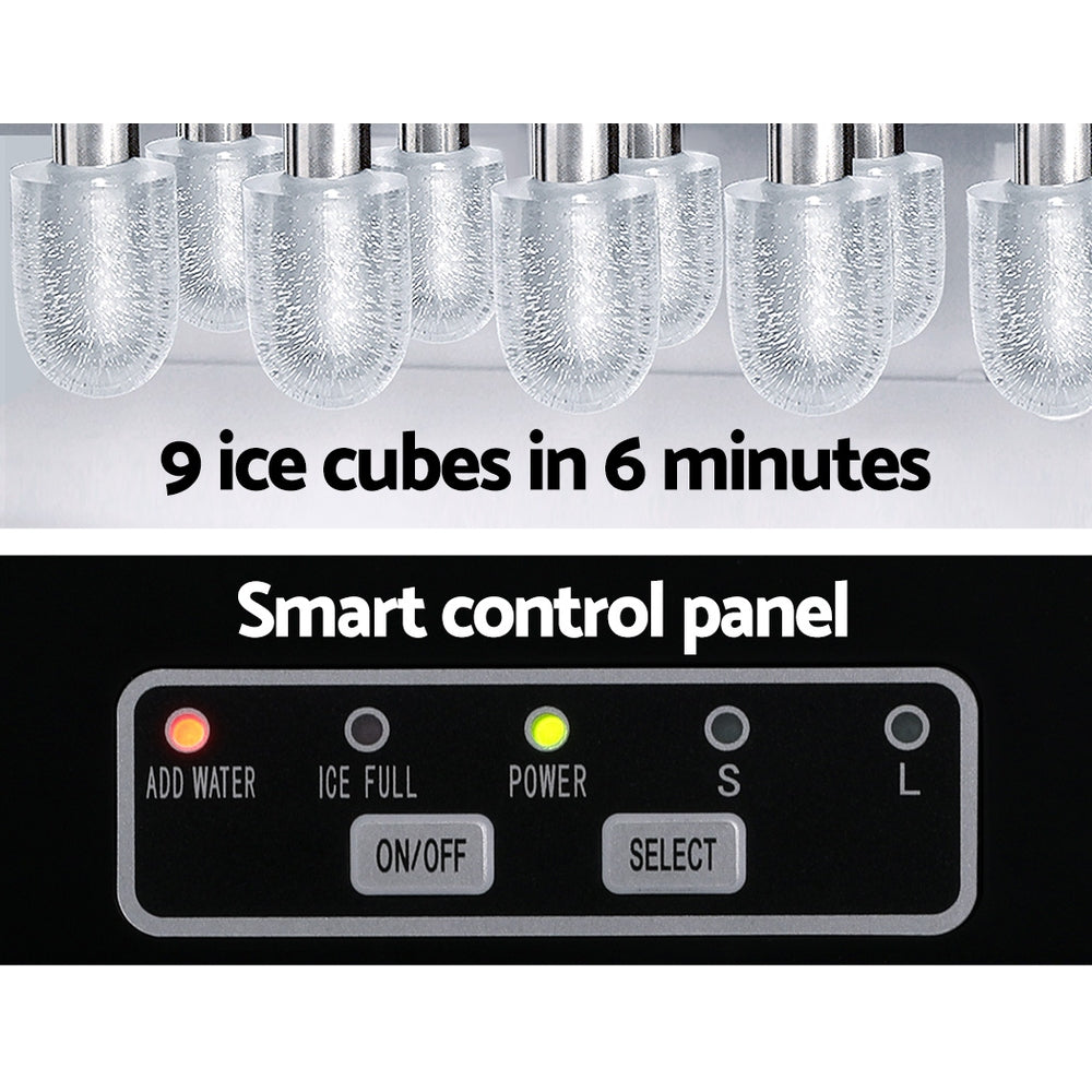 Devanti 12kg Ice Maker Machine w/Self Cleaning Silver-Appliances &gt; Kitchen Appliances-PEROZ Accessories