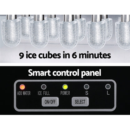 Devanti 12kg Ice Maker Machine w/Self Cleaning Silver-Appliances &gt; Kitchen Appliances-PEROZ Accessories