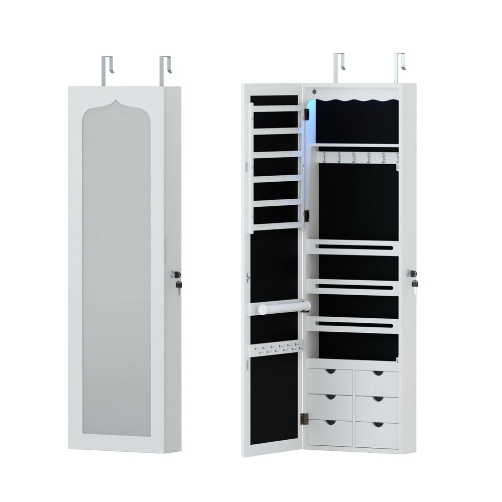 Artiss Jewellery Cabinet LED Mirror Lockable-Home &amp; Garden &gt; Storage &gt; Storage Cabinets &amp; Lockers-PEROZ Accessories