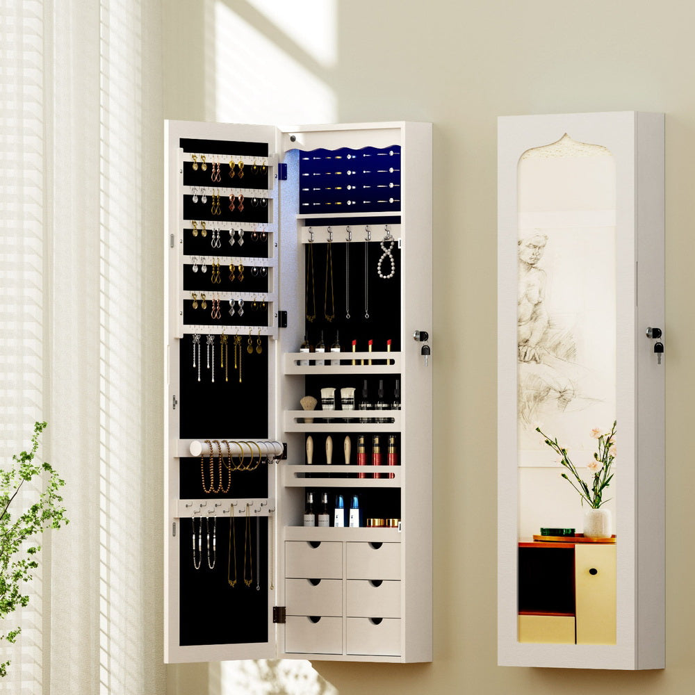 Artiss Jewellery Cabinet LED Mirror Lockable-Home &amp; Garden &gt; Storage &gt; Storage Cabinets &amp; Lockers-PEROZ Accessories