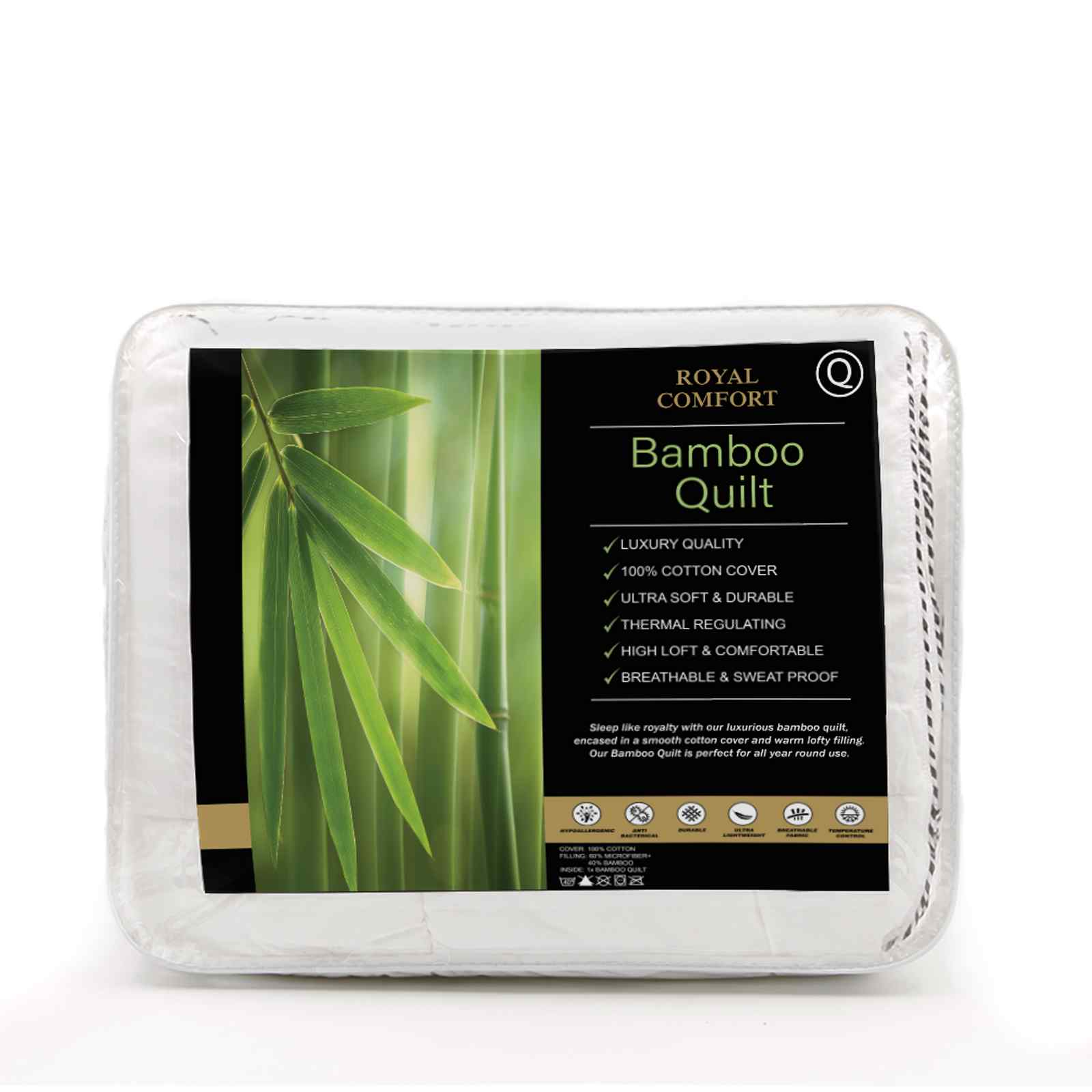 Royal Comfort Luxury Bamboo 250GSM Quilt And 2 Pack of Duck Feather Down Pillows-Bedding-PEROZ Accessories