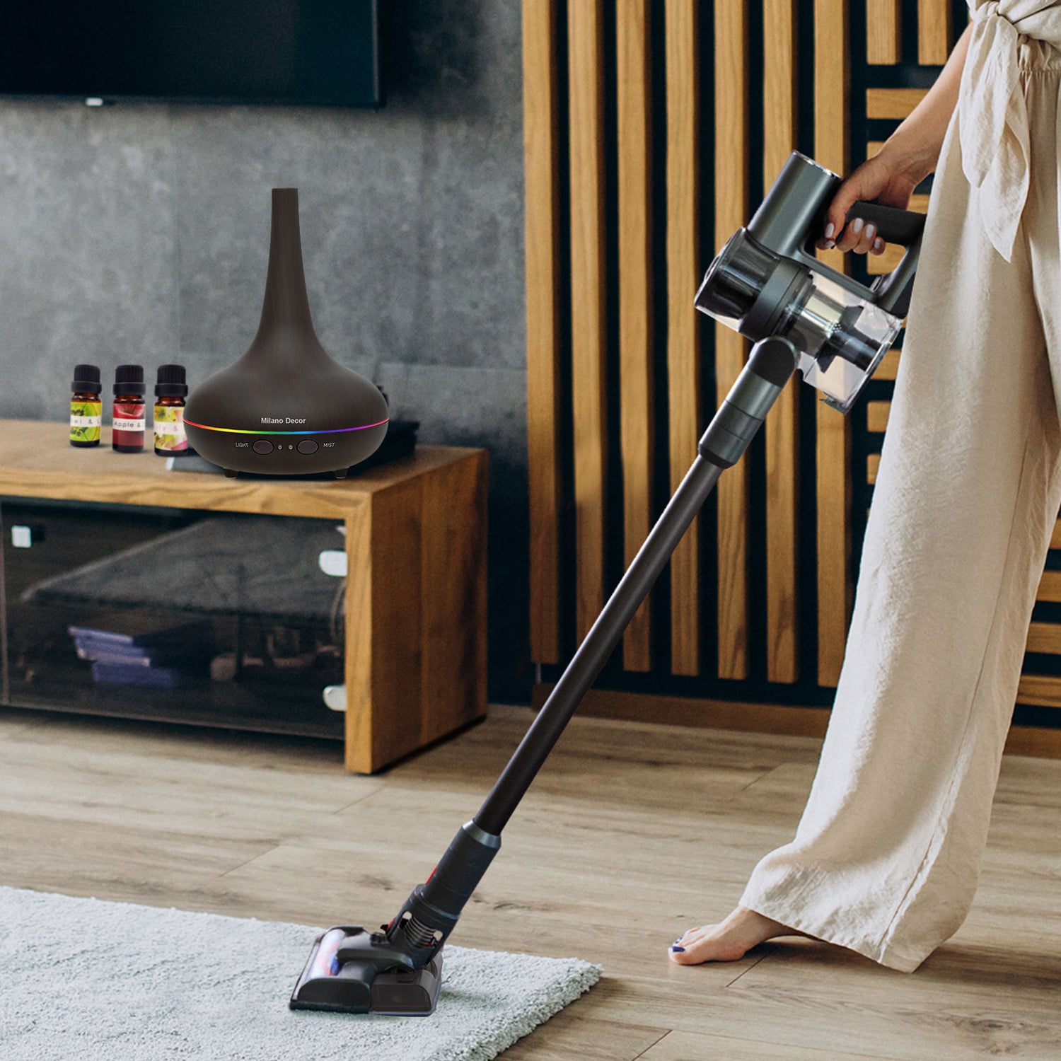 MyGenie H20 Pro Wet Mop 2-In-1 Cordless Stick Vacuum + Bonus Dark Wood Diffuser-Small Home Appliances-PEROZ Accessories