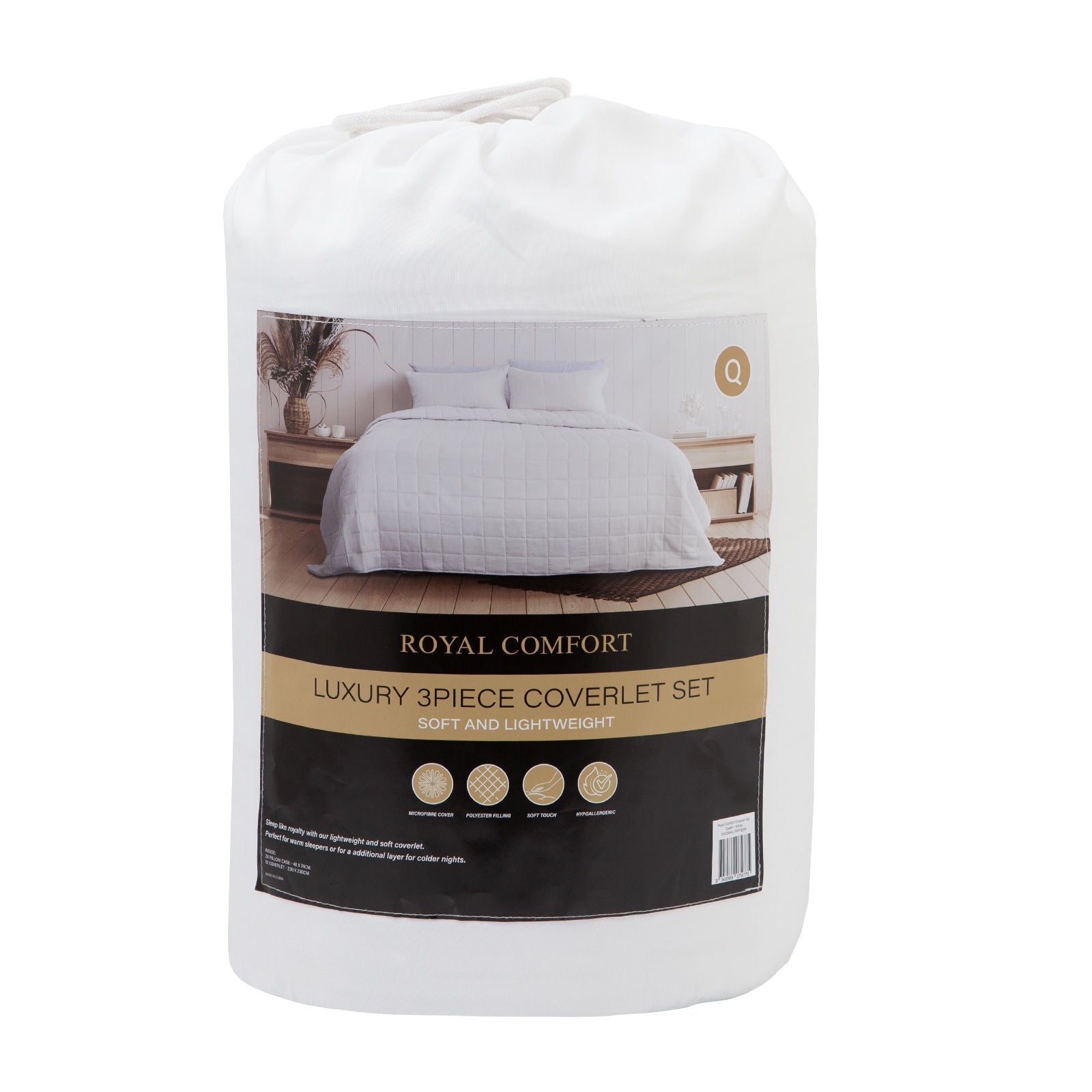 Royal Comfort Bed In A Bag Coverlet Set And 2 x Duck Feather And Down Pillows-Bedding-PEROZ Accessories