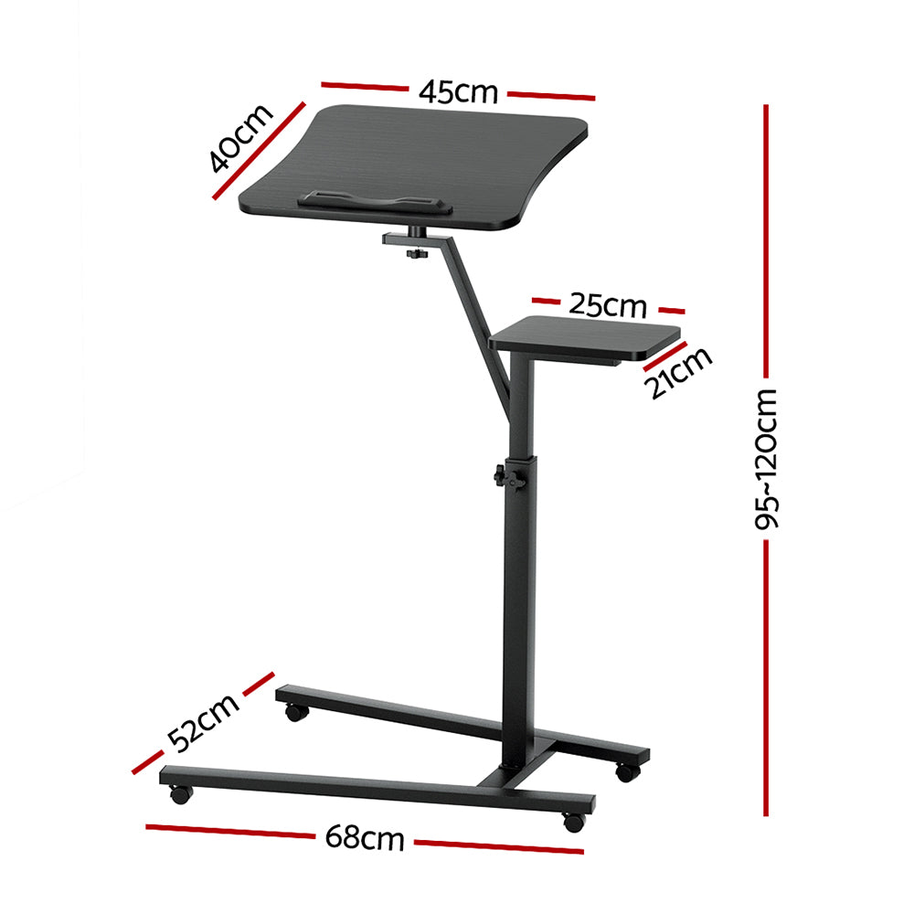 Artiss Laptop Desk Computer Table Height Adjustable Tiltable Mouse Board Black-Furniture &gt; Office-PEROZ Accessories