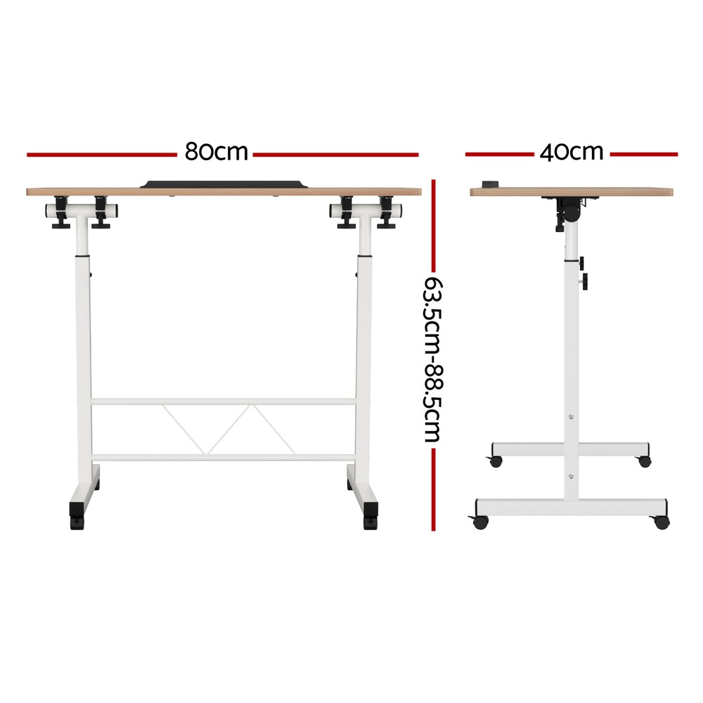 Artiss Laptop Desk Table Adjustable 80CM Light Wood-Furniture &gt; Office-PEROZ Accessories