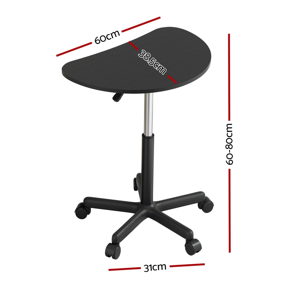 Artiss Laptop Desk Portable Height Adjustable Table Caster Wheels 60CM Black-Furniture &gt; Office-PEROZ Accessories