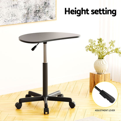 Artiss Laptop Desk Portable Height Adjustable Table Caster Wheels 60CM Black-Furniture &gt; Office-PEROZ Accessories