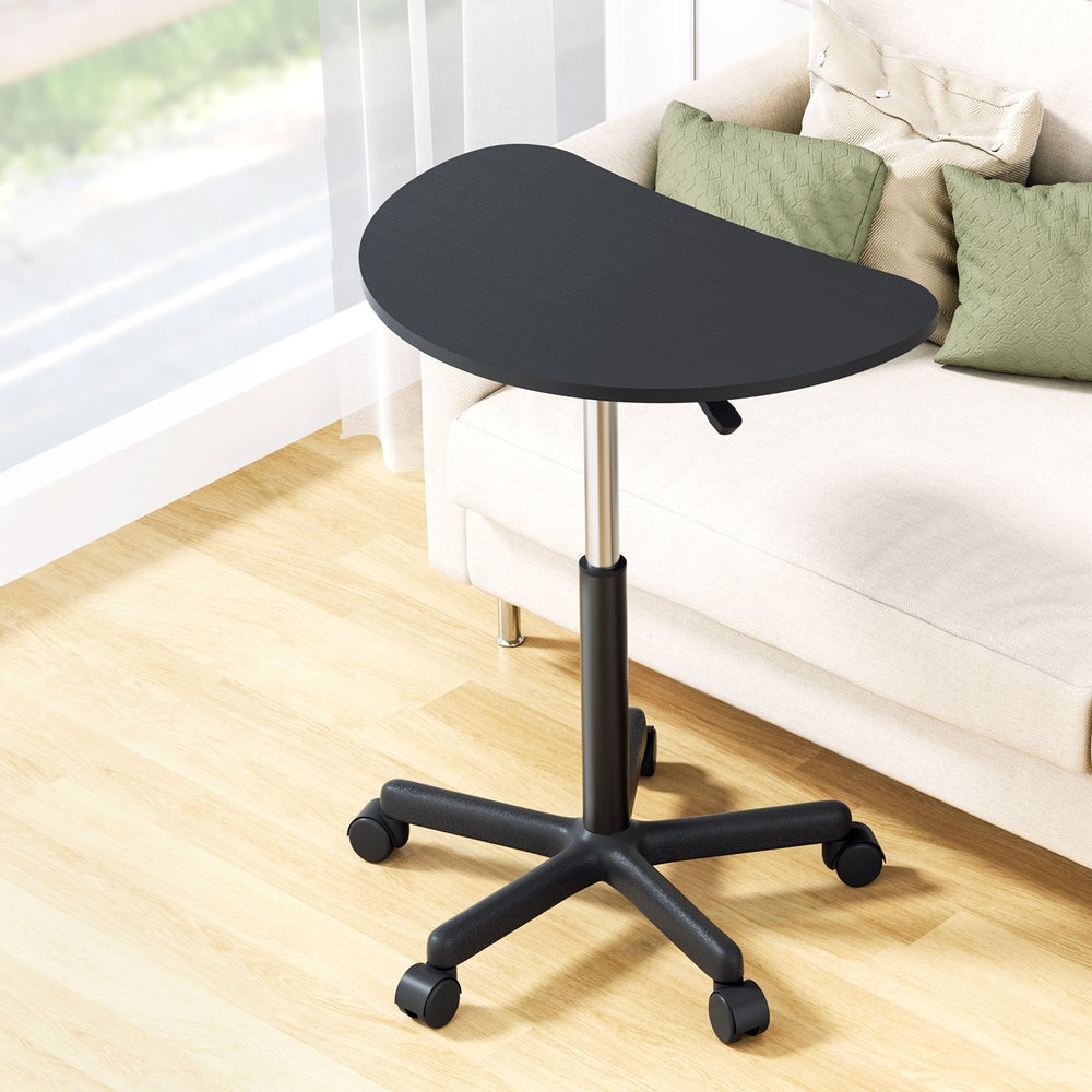 Artiss Laptop Desk Portable Height Adjustable Table Caster Wheels 60CM Black-Furniture &gt; Office-PEROZ Accessories