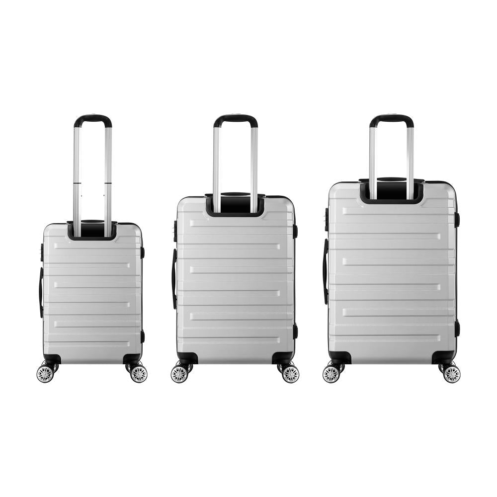 Mazam 3PCS Luggage Suitcase Trolley Set Travel TSA Lock Storage Hard Case Silver-Luggage Setss-PEROZ Accessories