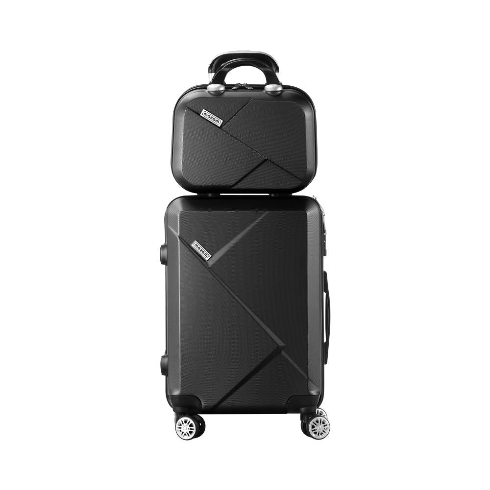Mazam 2PCS Luggage Suitcase Trolley Set Travel TSA Lock Storage Hard Case Black-Luggage Setss-PEROZ Accessories