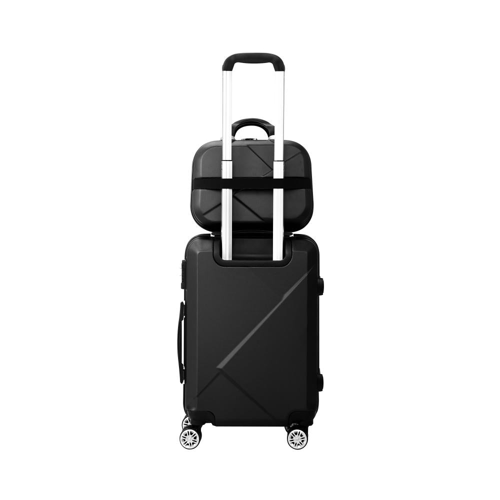 Mazam 2PCS Luggage Suitcase Trolley Set Travel TSA Lock Storage Hard Case Black-Luggage Setss-PEROZ Accessories
