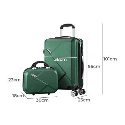 Mazam 2PCS Luggage Suitcase Trolley Set Travel TSA Lock Storage Hard Case Green-Luggage Sets-PEROZ Accessories