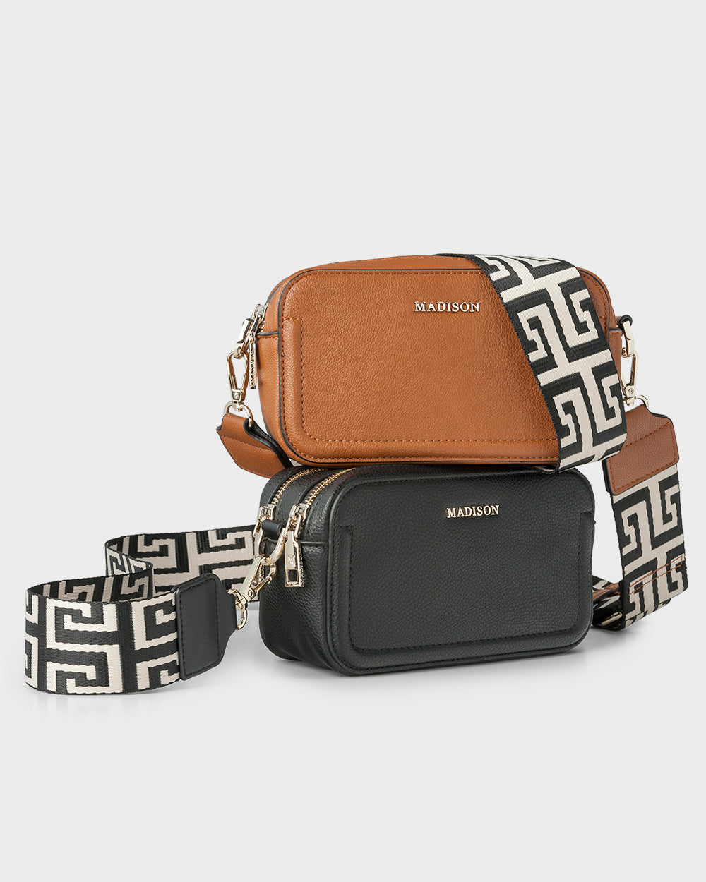 Maddie Double Zip Camera Crossbody Bag + Graphic Bag Strap-PEROZ Accessories